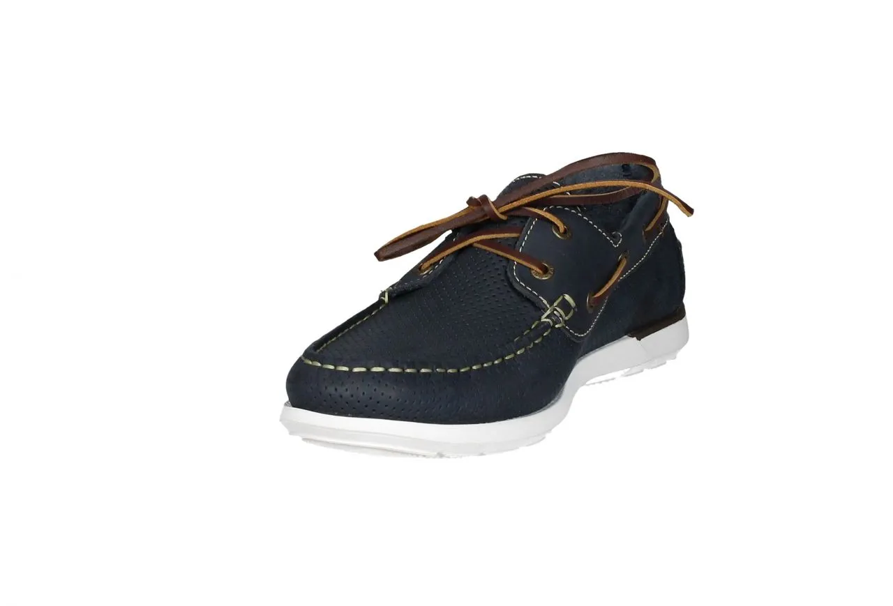 Nautico Nobuck Marino Picado Talon/cordon Pasado Marron