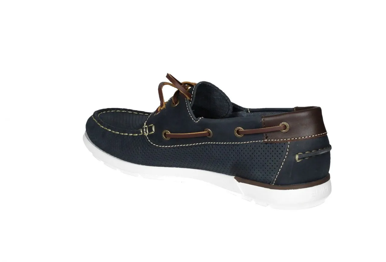 Nautico Nobuck Marino Picado Talon/cordon Pasado Marron