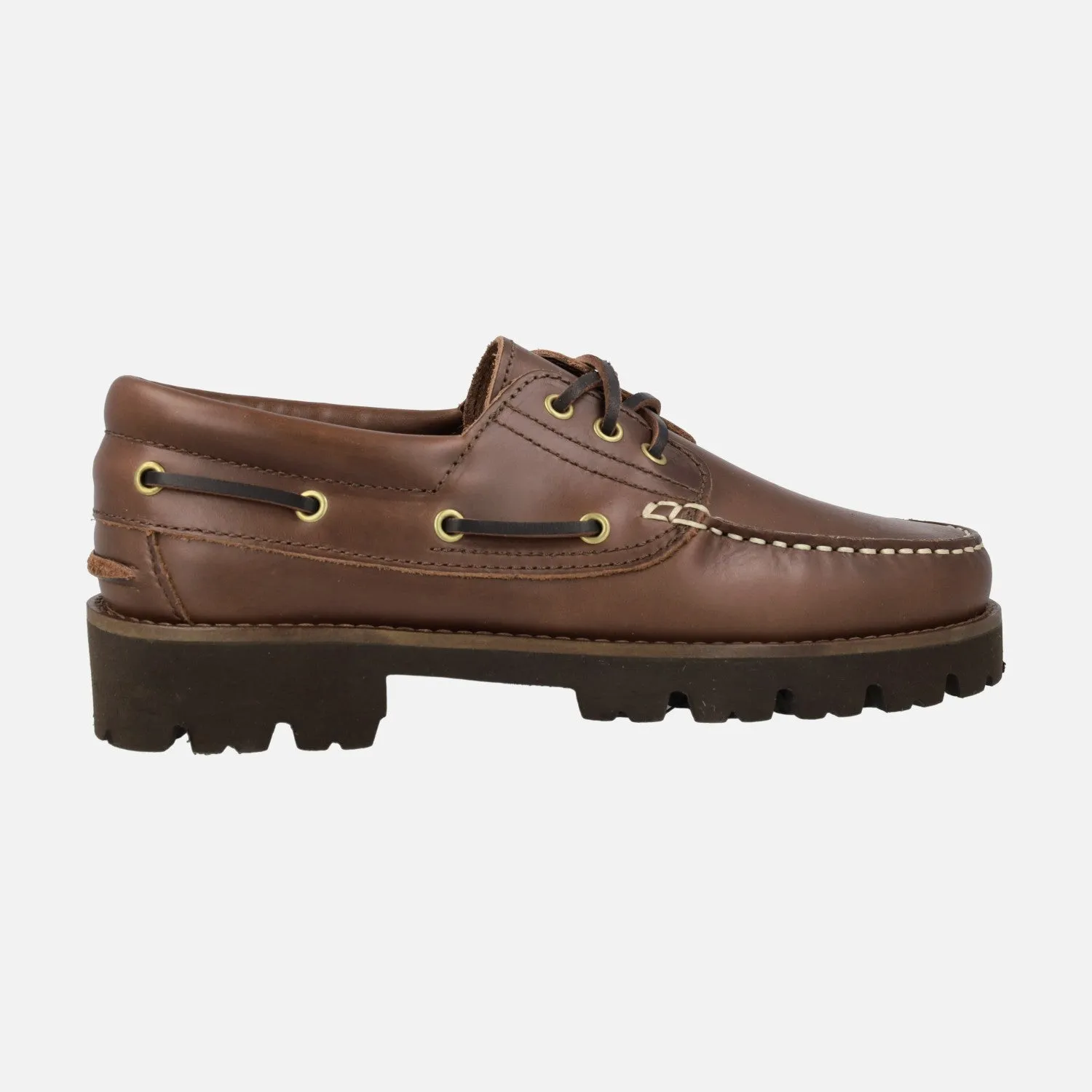 Naúticos clásicos de piel para hombre en color cuero