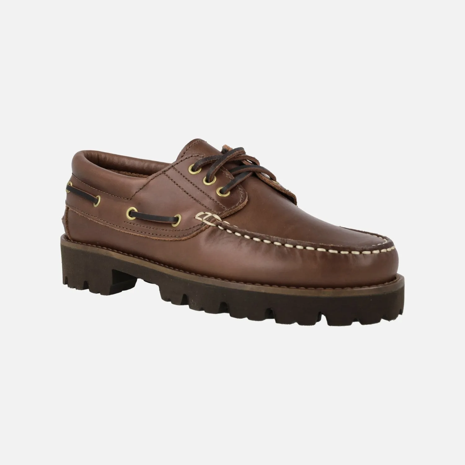 Naúticos clásicos de piel para hombre en color cuero