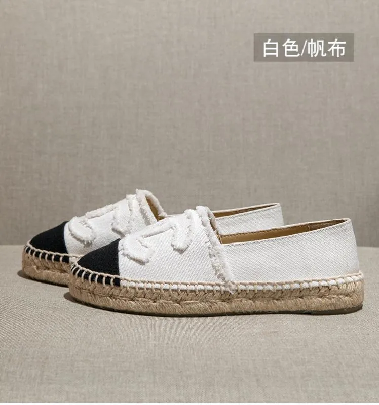 Nuevo diseñador zapatos planos casuales alpargatas de mujer mocasines de lujo para mujer zapatos de lona de pescador con punta p