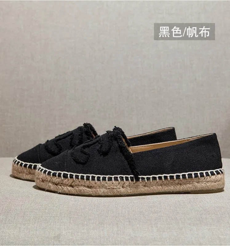 Nuevo diseñador zapatos planos casuales alpargatas de mujer mocasines de lujo para mujer zapatos de lona de pescador con punta p