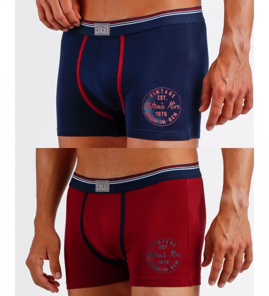 Pack de 2 boxers Stamp marino, granate