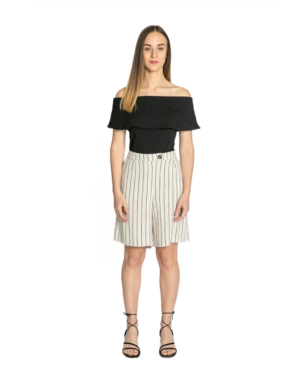 PANTALON BERMUDA CRUDO RAYAS JOHANNA BYOUNG