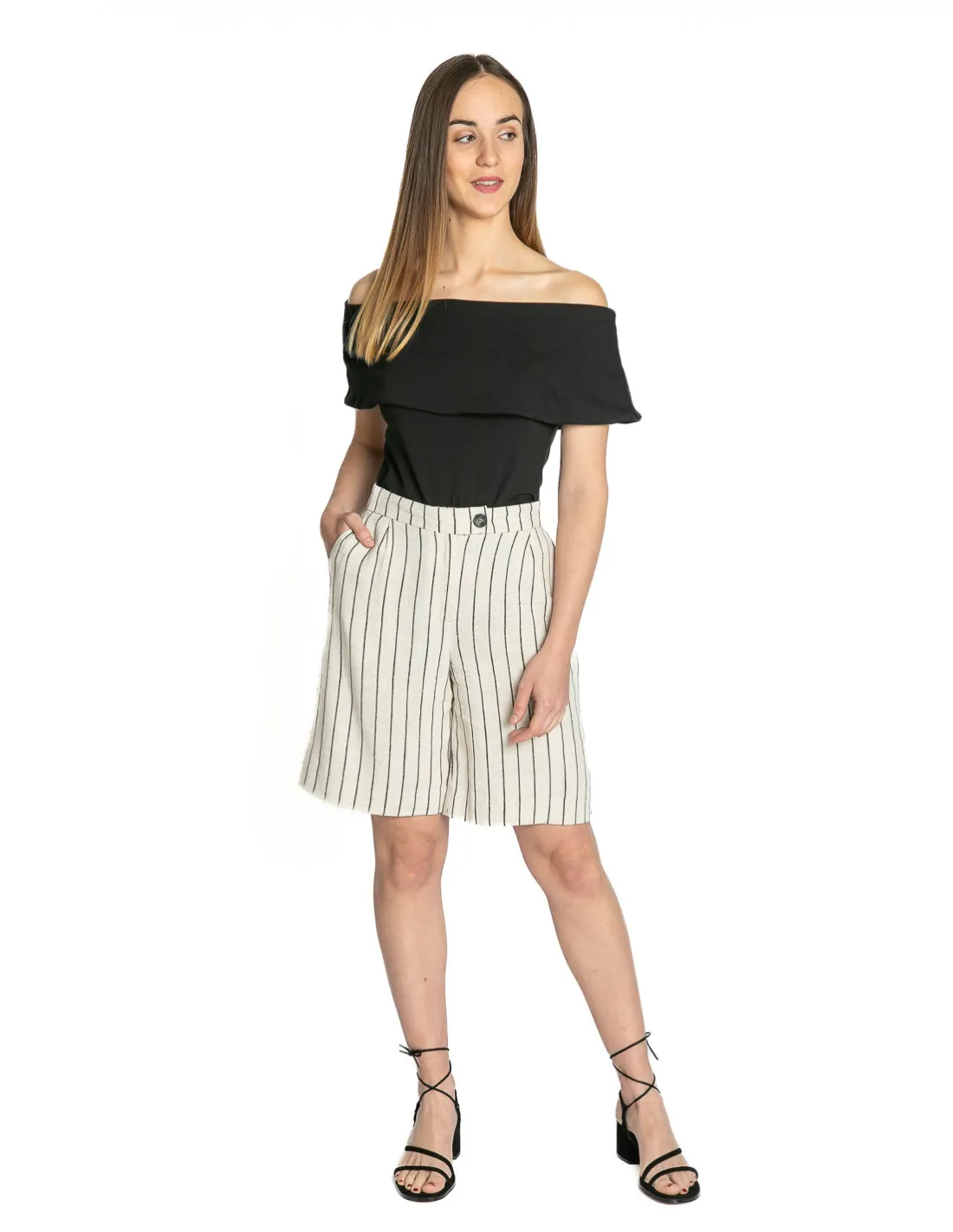 PANTALON BERMUDA CRUDO RAYAS JOHANNA BYOUNG