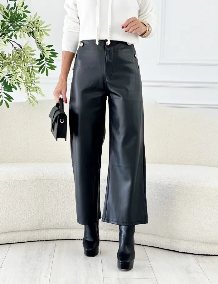 Pantalon Culotte Polipiel Negro