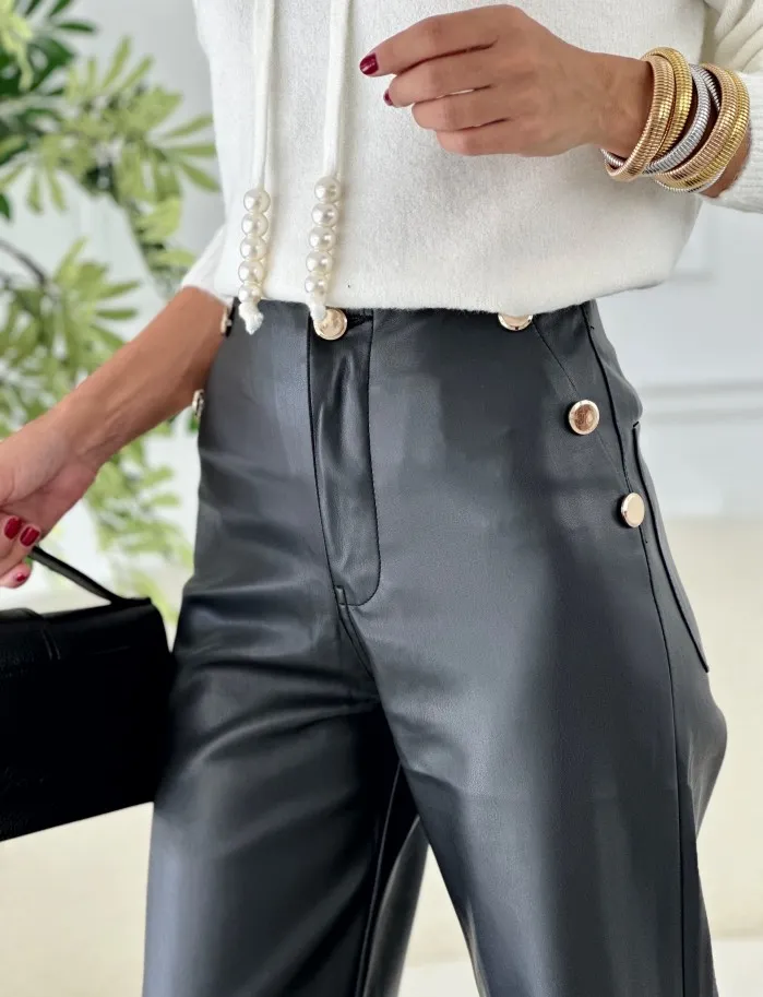 Pantalon Culotte Polipiel Negro
