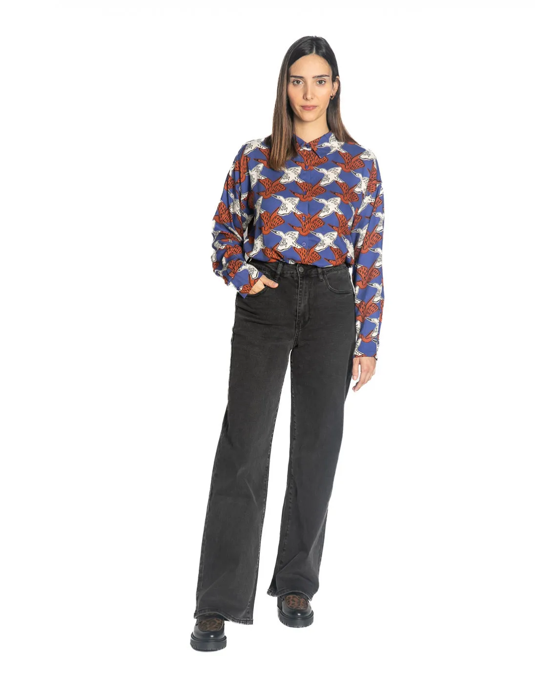 PANTALON DENIM RECTO NEGRO LAVADO COMPAÑIA FANTASTICA