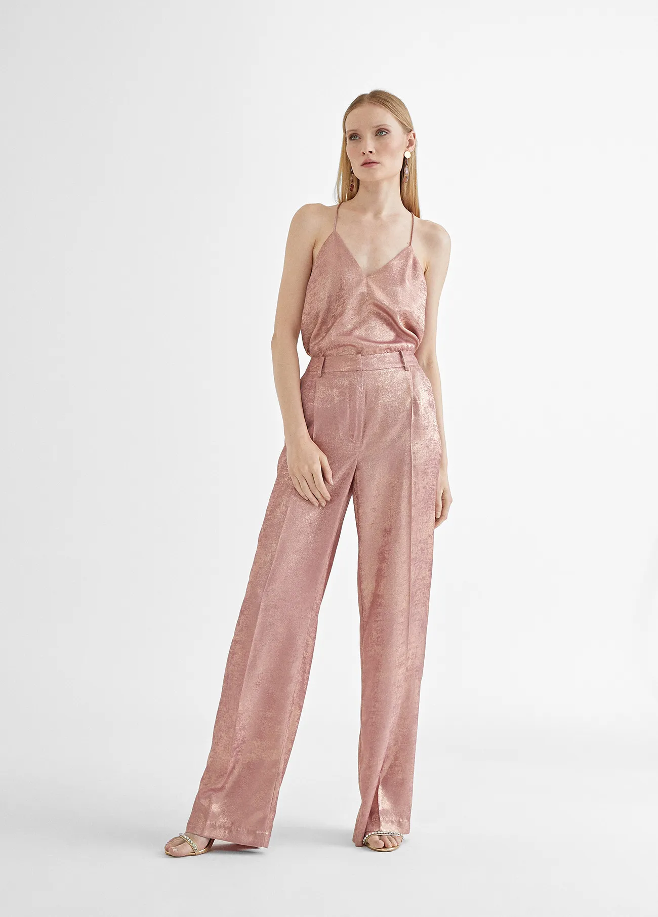 Pantalon fluído recto pinzas tornasolado Lola Casademunt