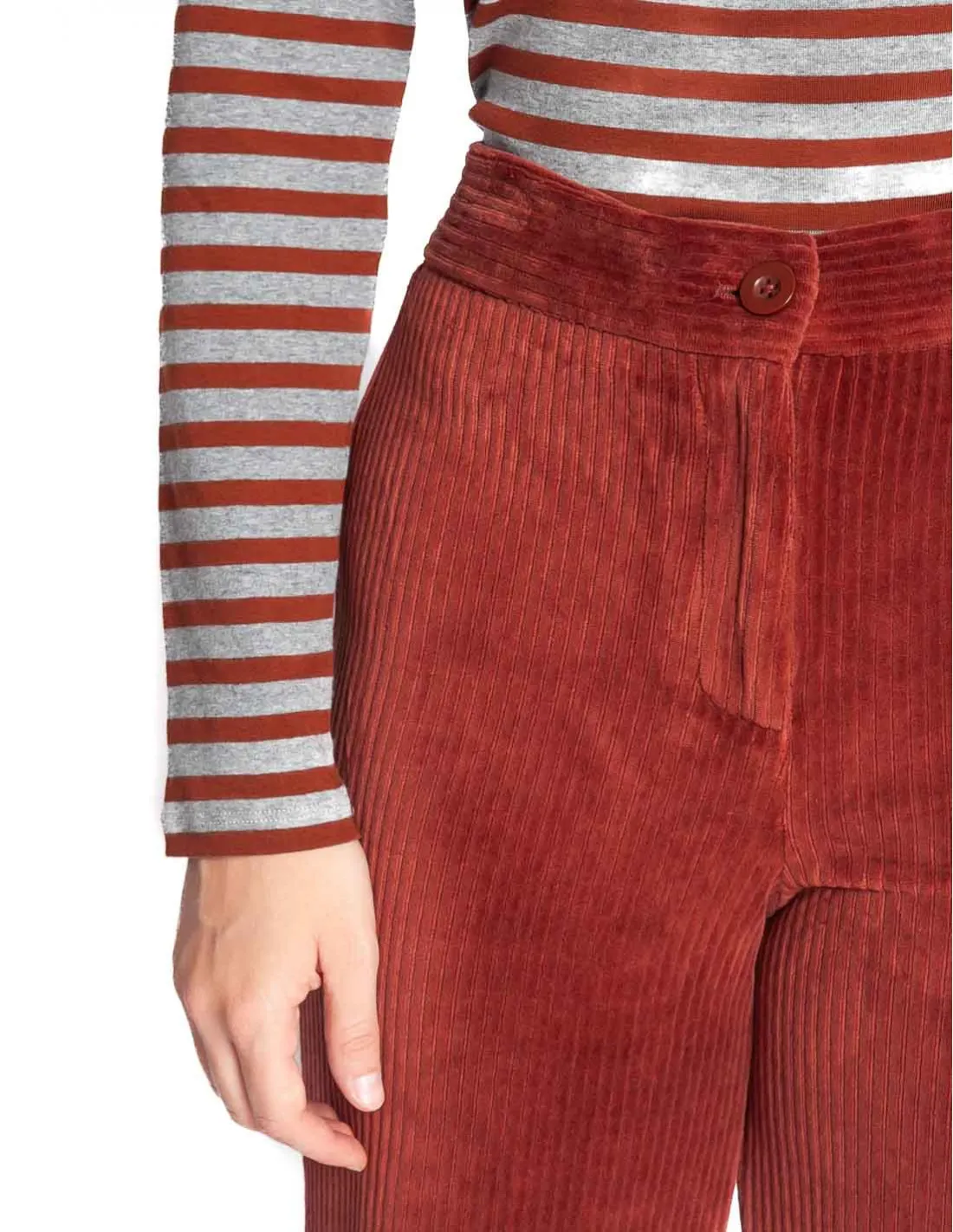 PANTALON PANA ELASTICA TERRACOTA NICE THINGS