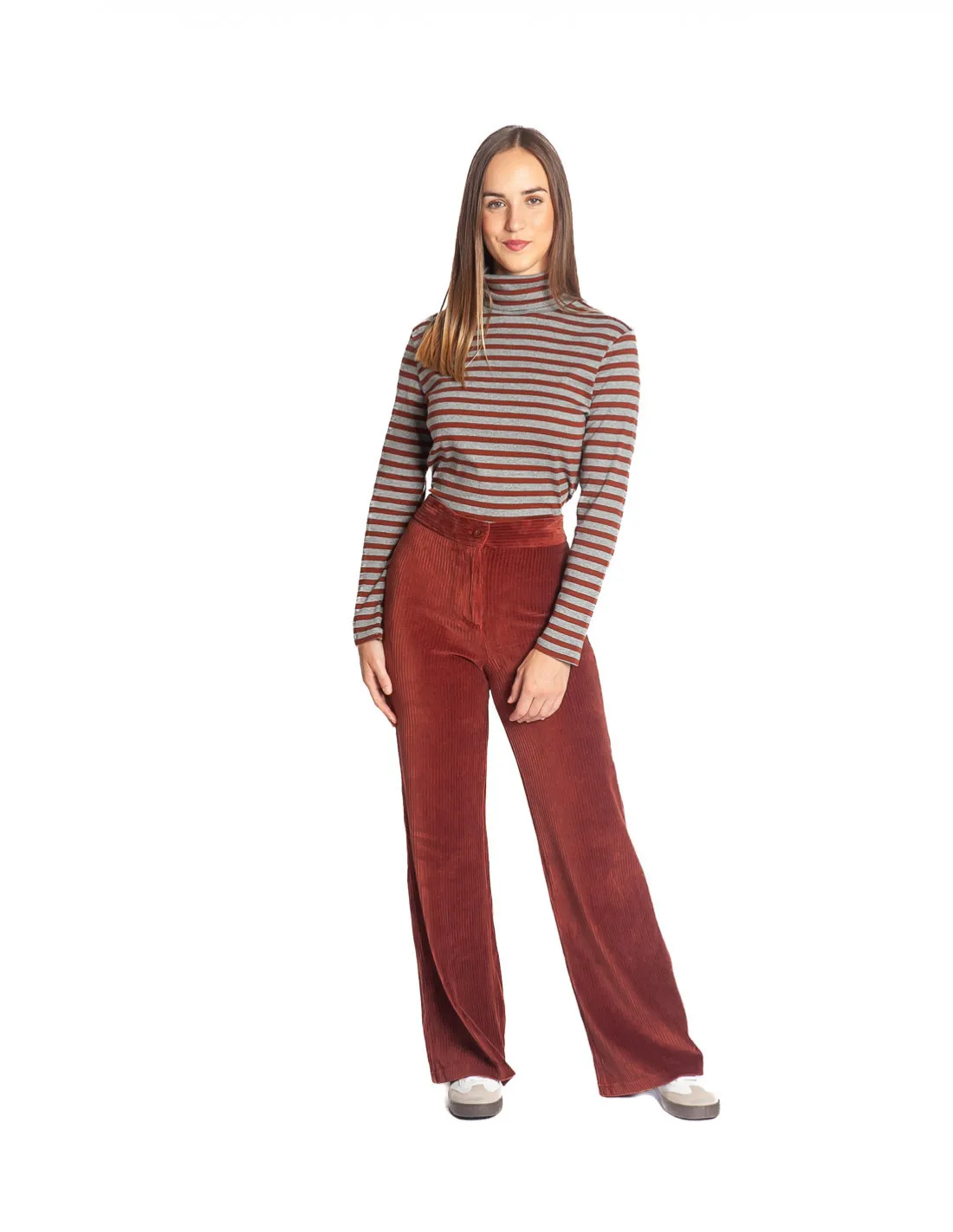 PANTALON PANA ELASTICA TERRACOTA NICE THINGS