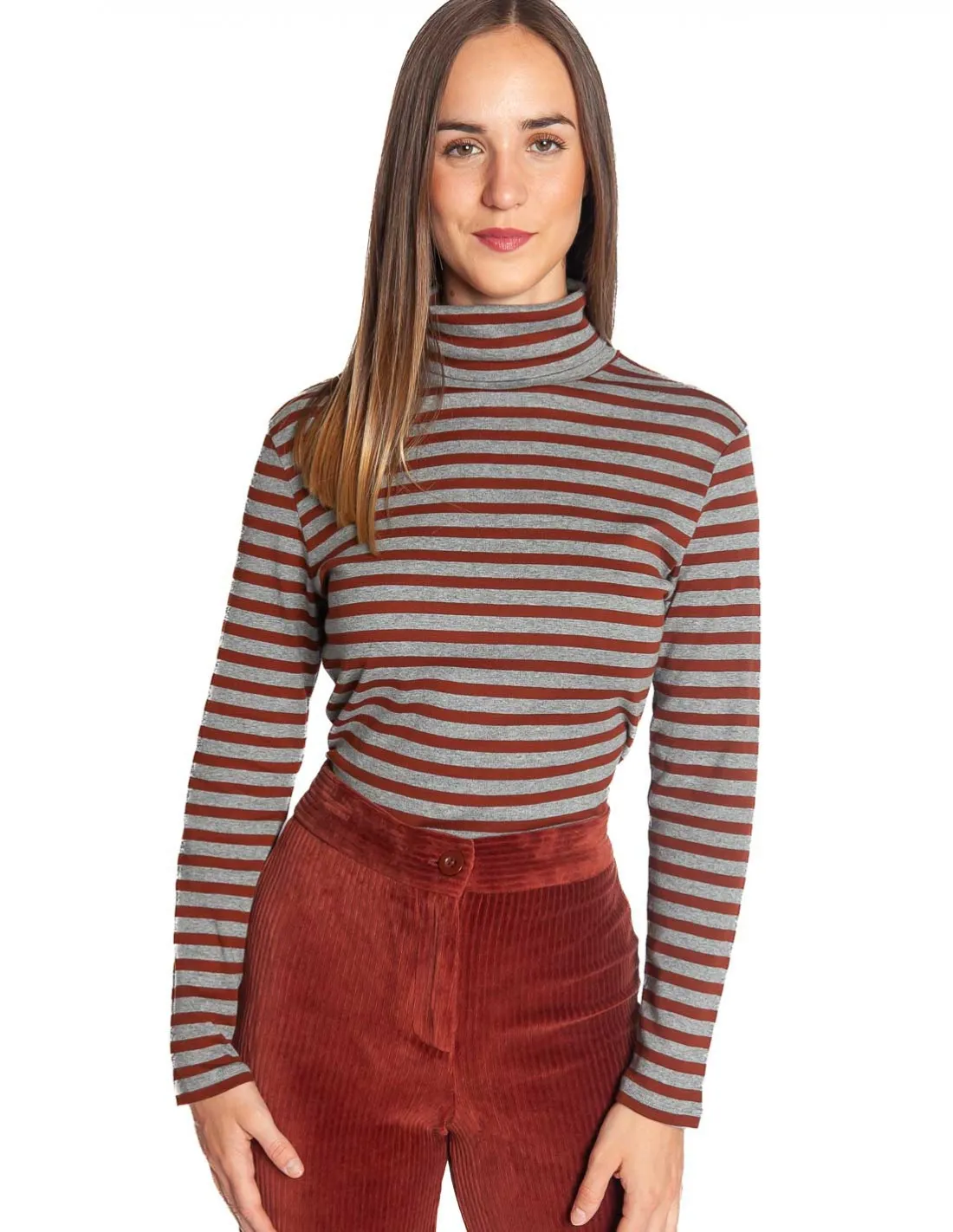 PANTALON PANA ELASTICA TERRACOTA NICE THINGS
