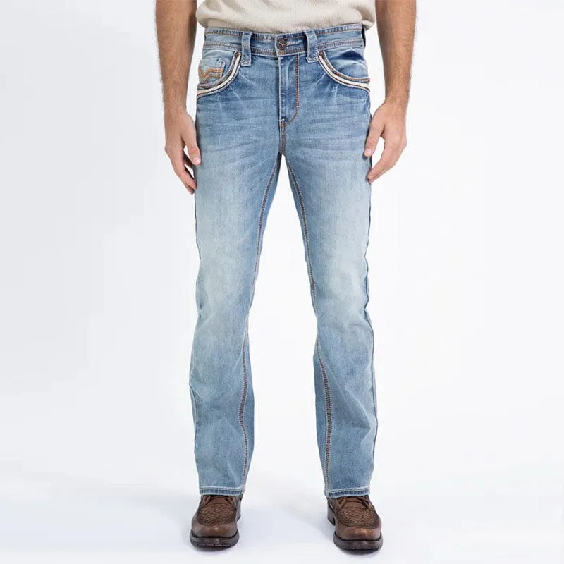 Pantalon Platini Light Blue Brown Slim Boot Cut