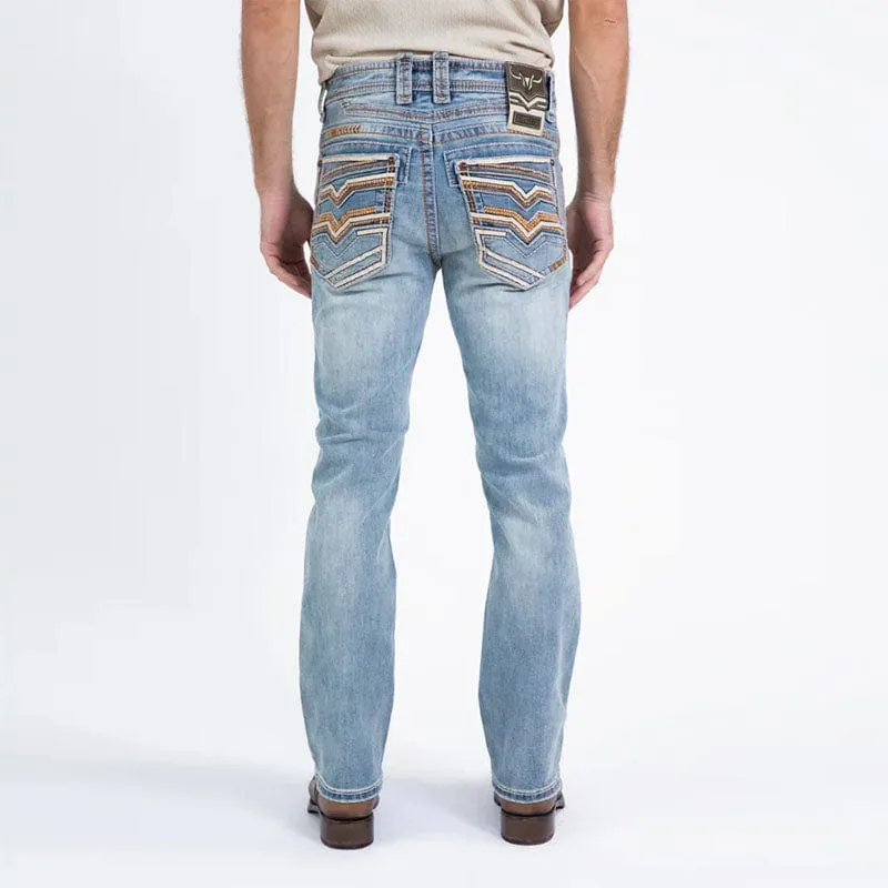 Pantalon Platini Light Blue Brown Slim Boot Cut