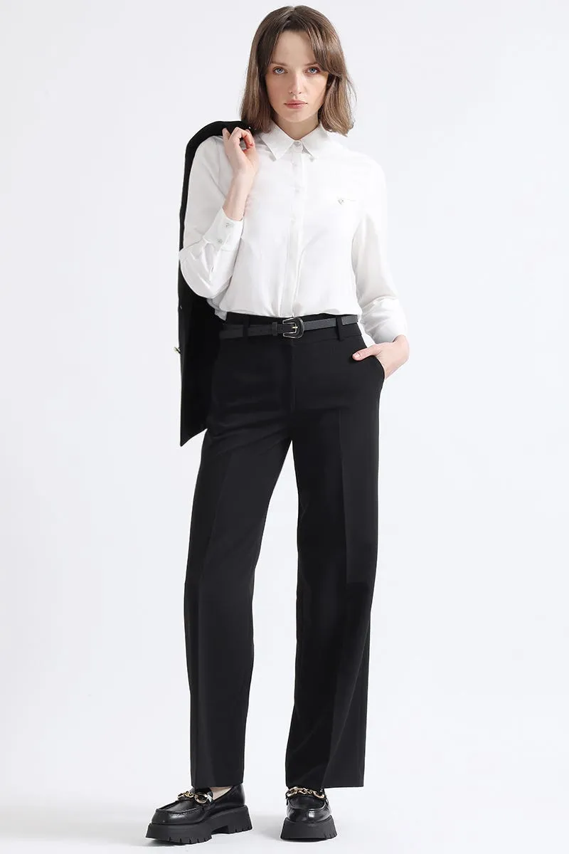 PANTALON RECTO MASCULINO, TIRO ALTO, NEGRO