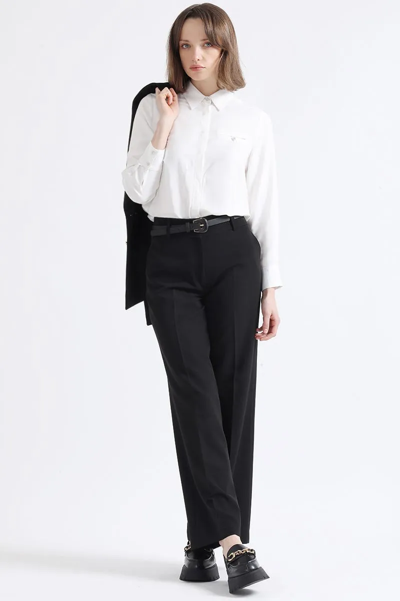 PANTALON RECTO MASCULINO, TIRO ALTO, NEGRO