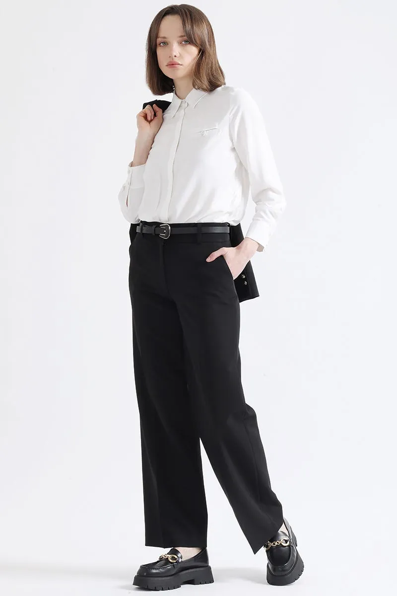 PANTALON RECTO MASCULINO, TIRO ALTO, NEGRO