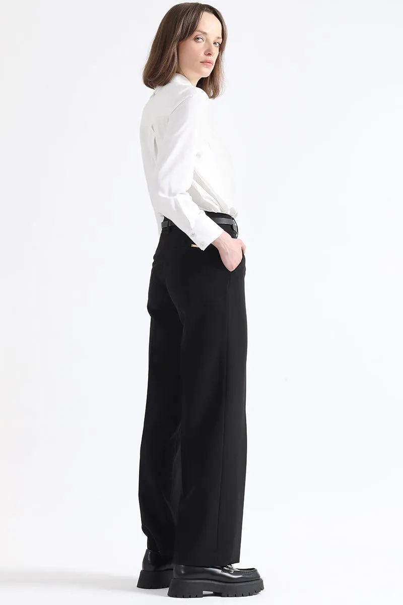 PANTALON RECTO MASCULINO, TIRO ALTO, NEGRO