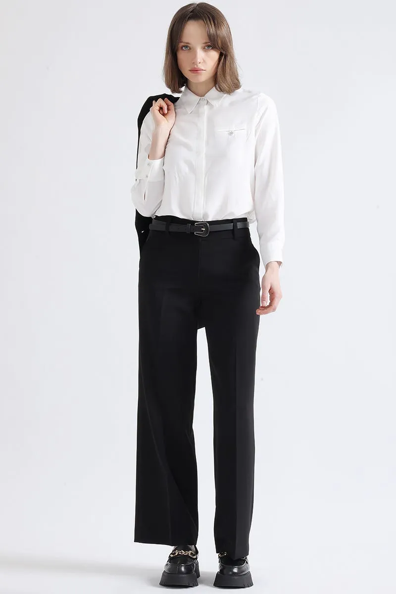PANTALON RECTO MASCULINO, TIRO ALTO, NEGRO