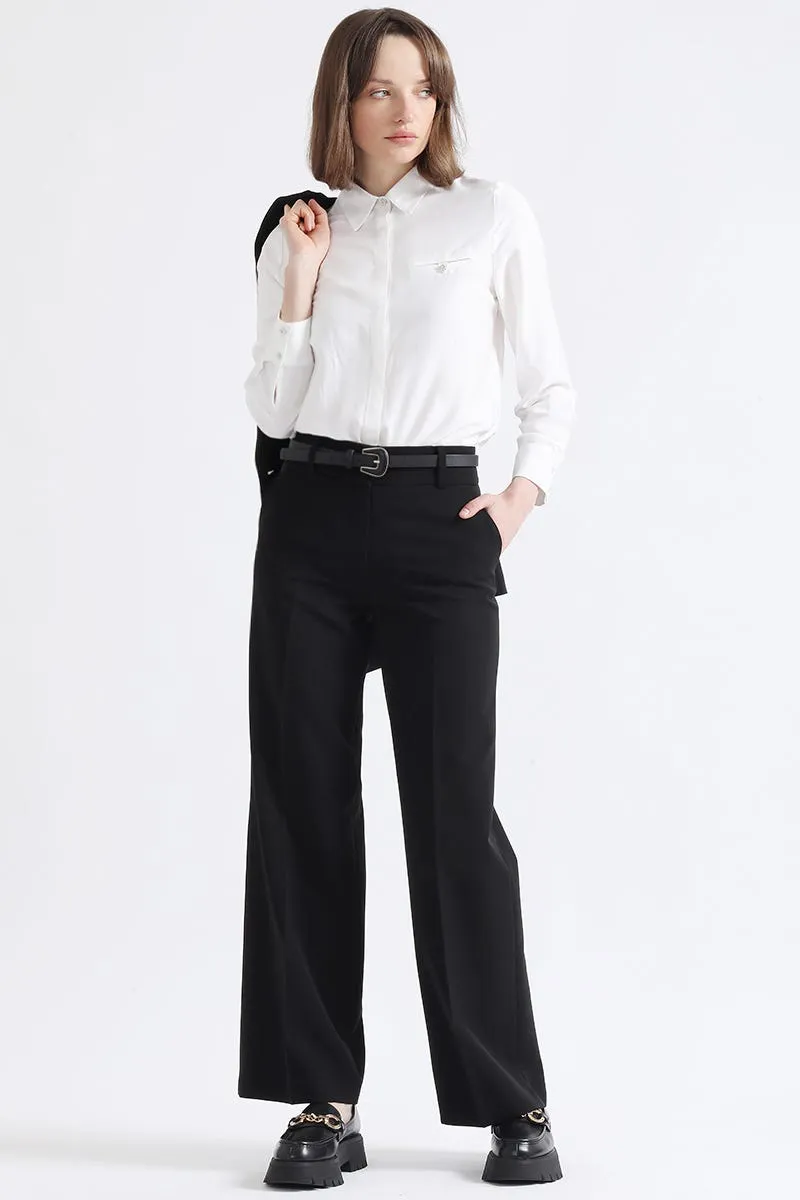 PANTALON RECTO MASCULINO, TIRO ALTO, NEGRO