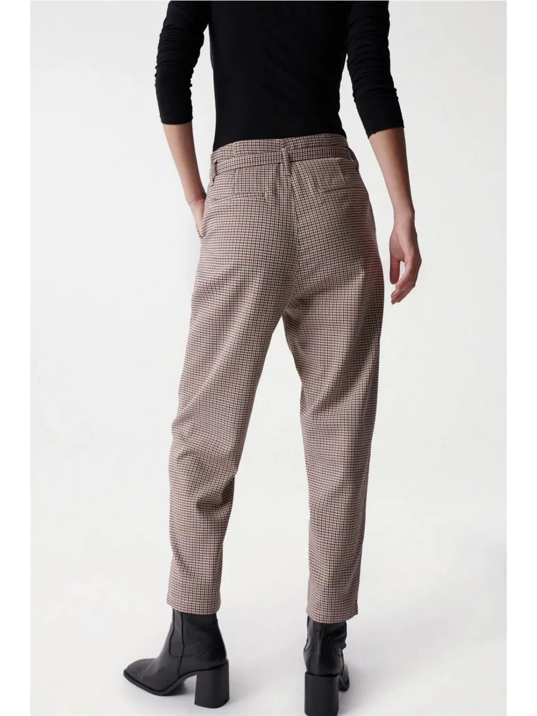 PANTALON SALSA MUJER BAGGY CON ESTAMPADO DE CUADROS