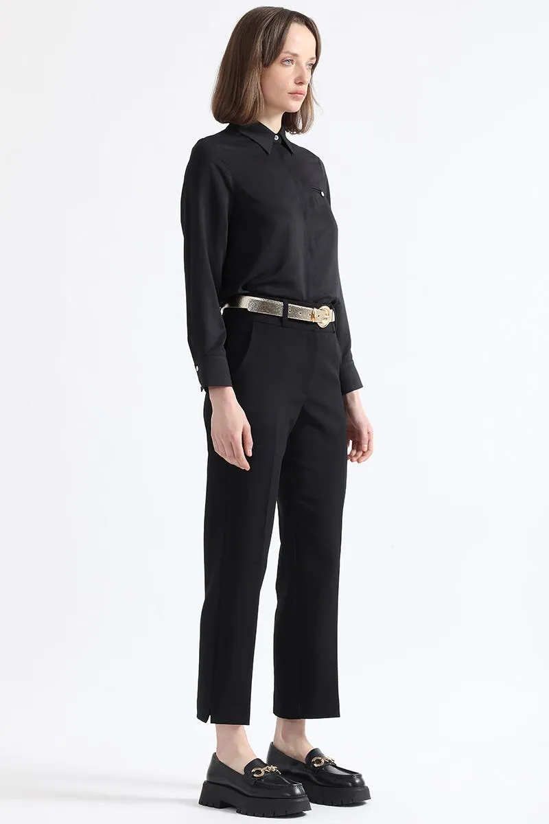 PANTALON SASTRE TIRO ALTO, NEGRO