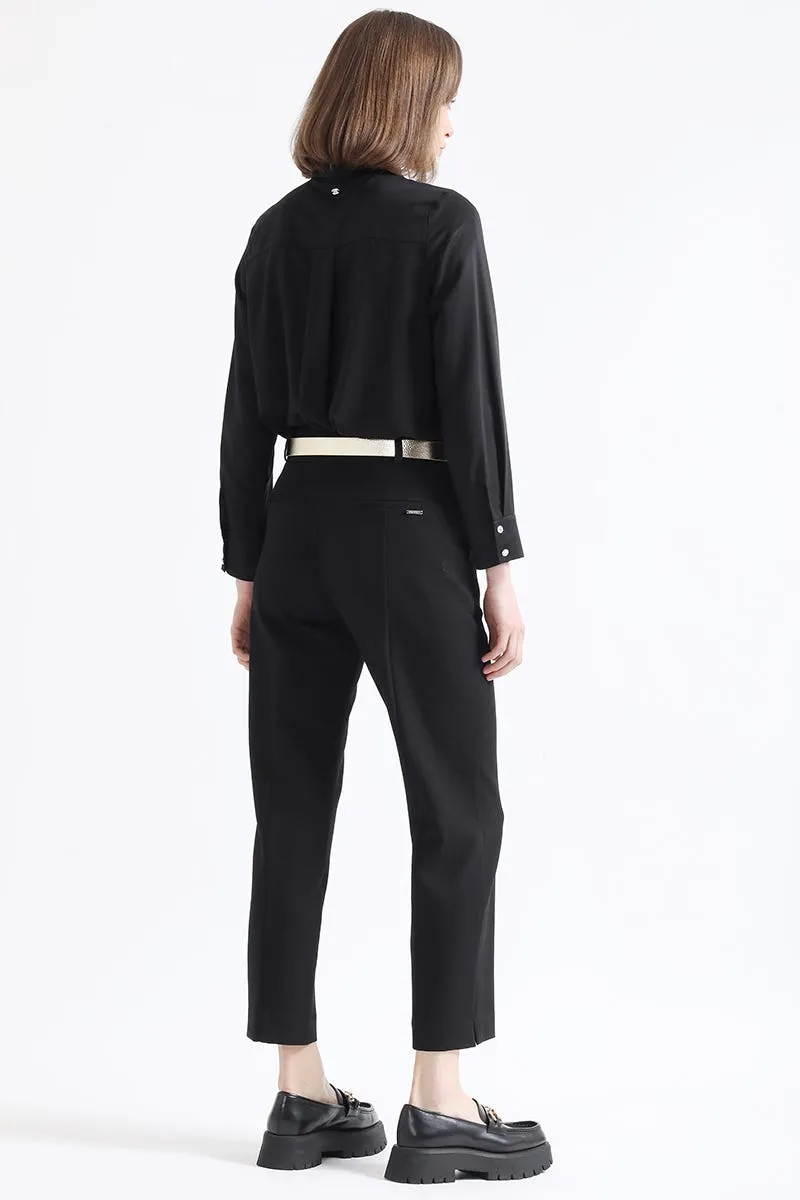 PANTALON SASTRE TIRO ALTO, NEGRO