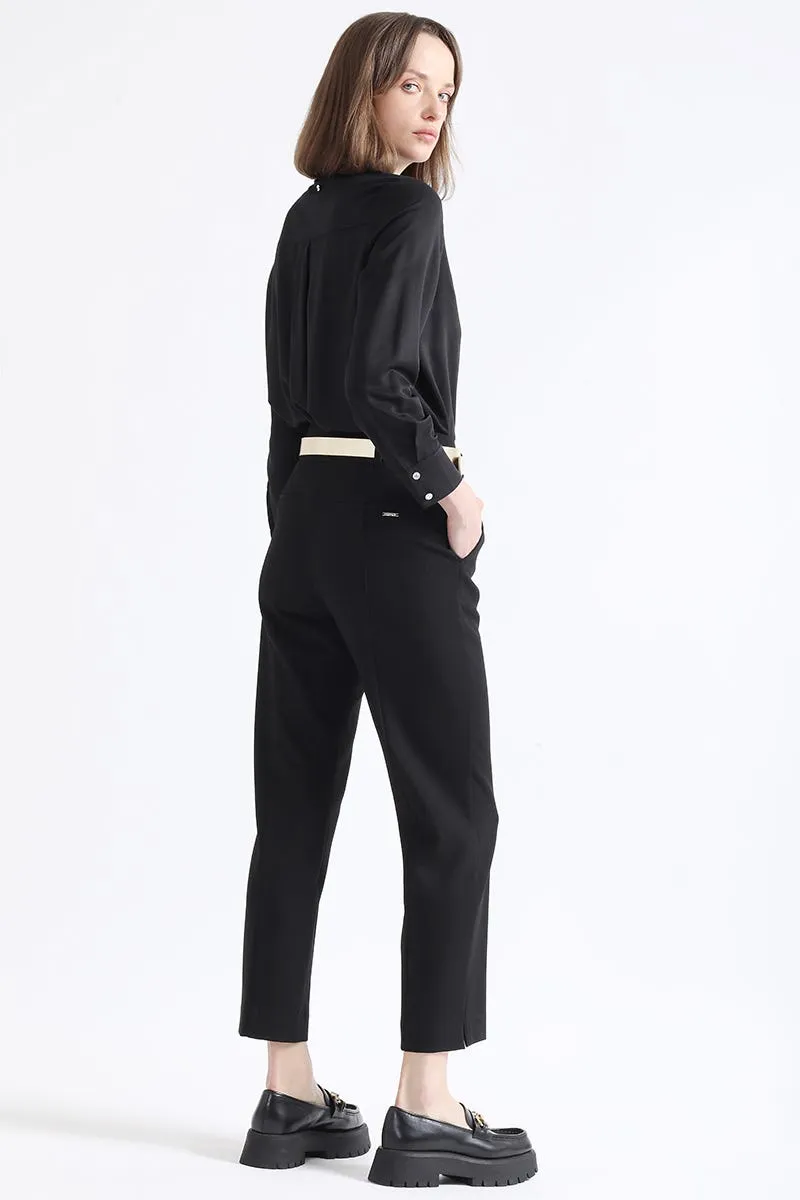 PANTALON SASTRE TIRO ALTO, NEGRO