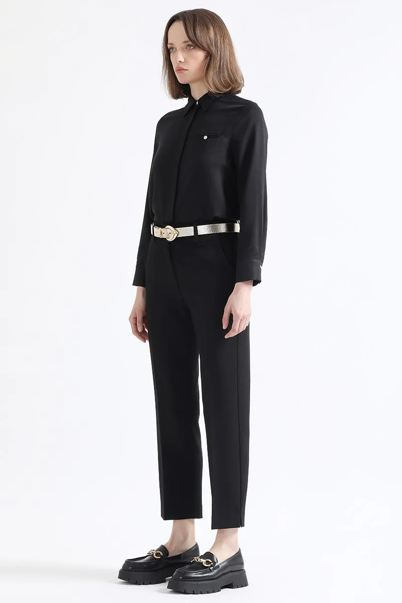 PANTALON SASTRE TIRO ALTO, NEGRO