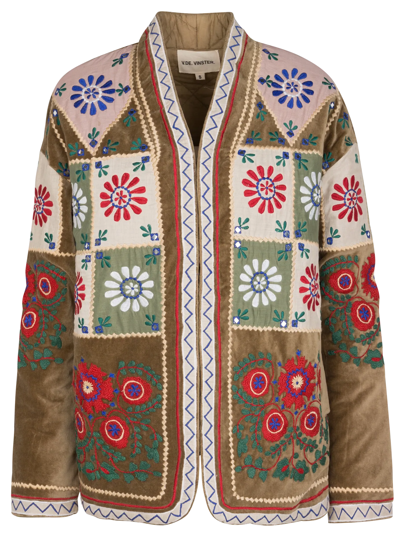 PATCHWORK  CHAQUETA RECTA DE ALGODóN EN CAQUI