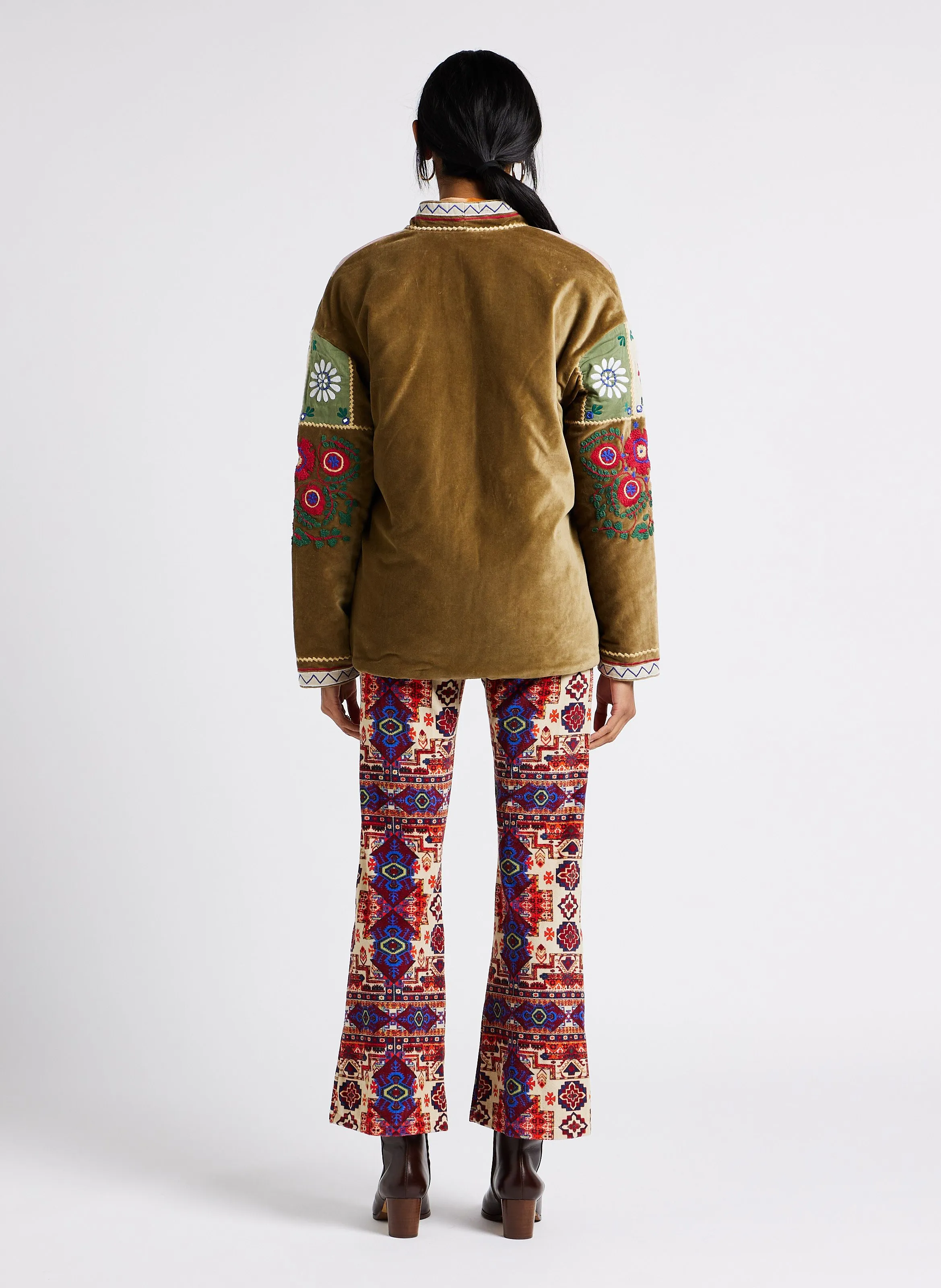 PATCHWORK  CHAQUETA RECTA DE ALGODóN EN CAQUI