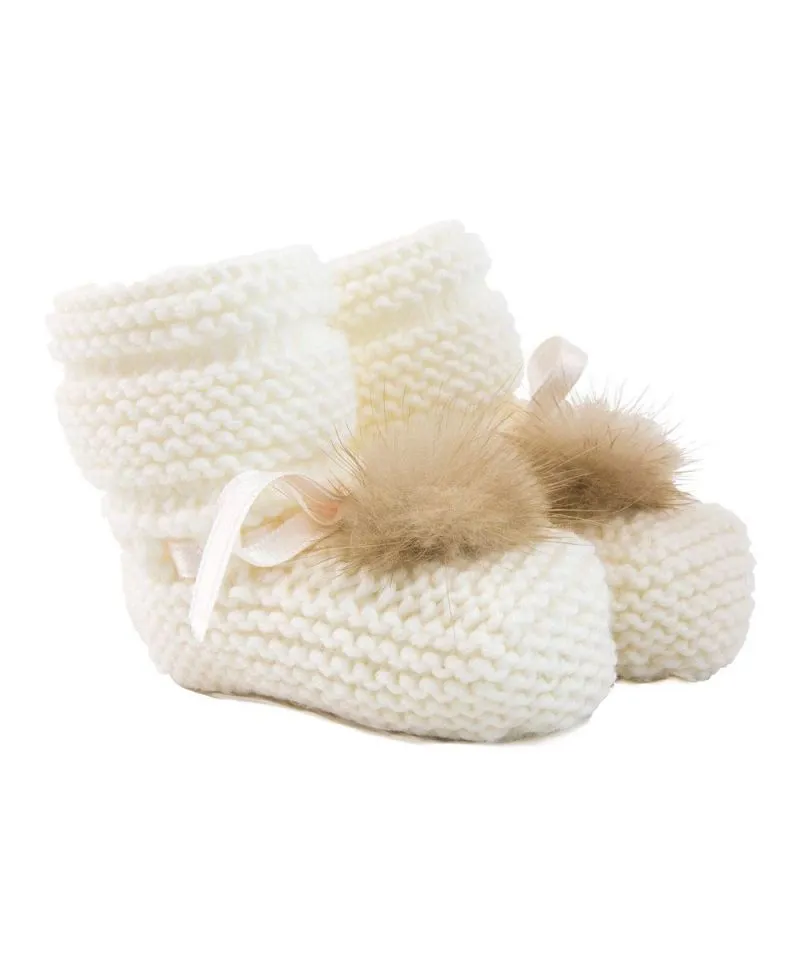 Patucos Bebe Ro Infantil Punto Crudo Pompon