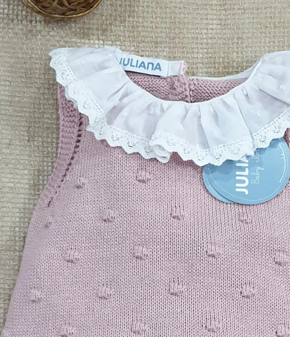 Pelele bebé punto cuello puntillas R091249