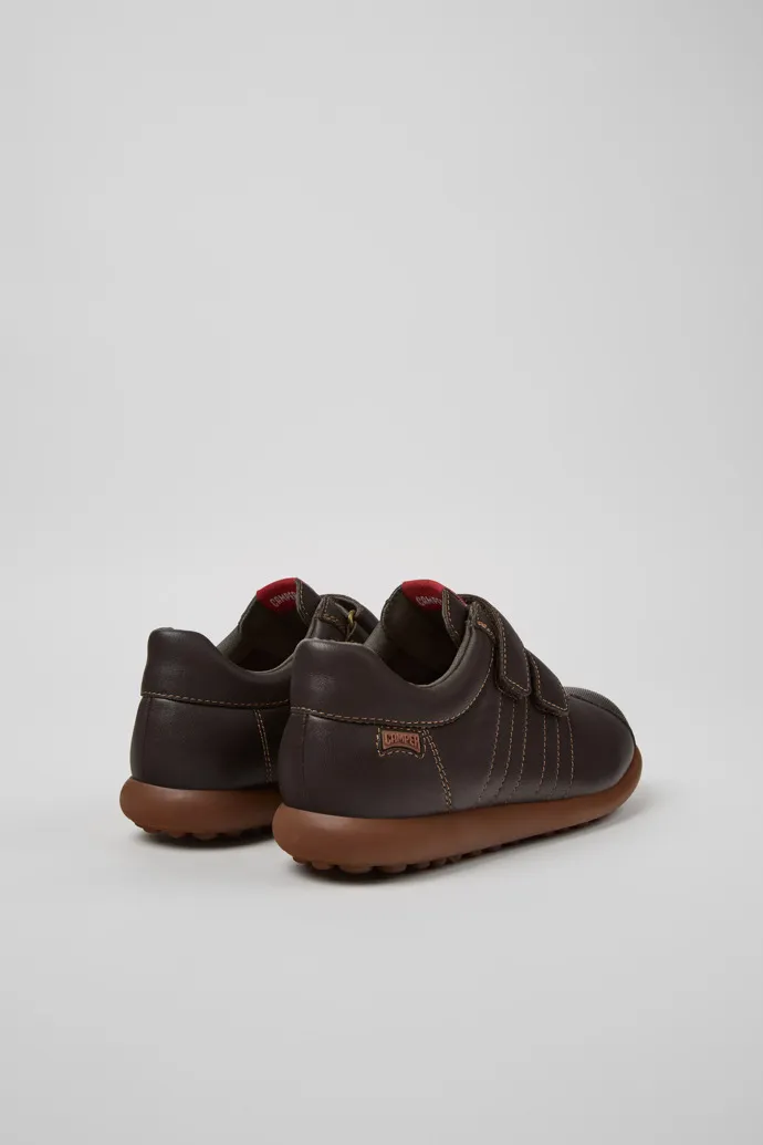 Pelotas Zapatos para niños en piel y tejido de color marrón oscuro