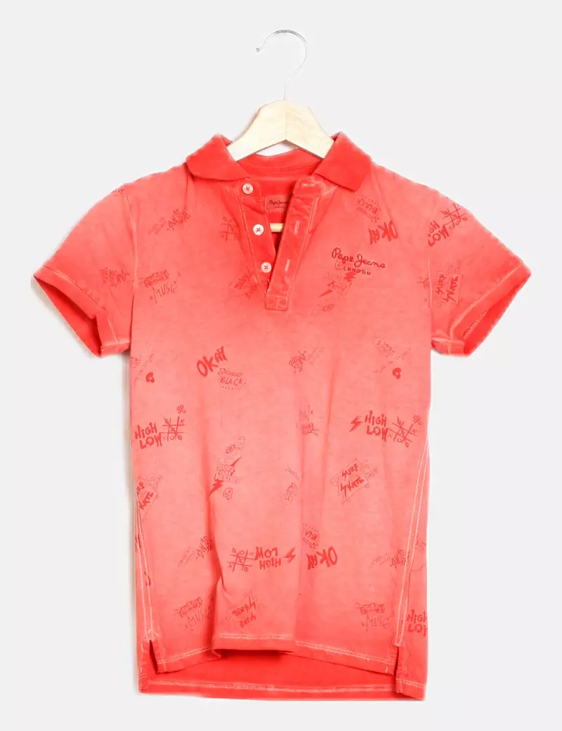 Pepe Jeans Polo rojo estampado