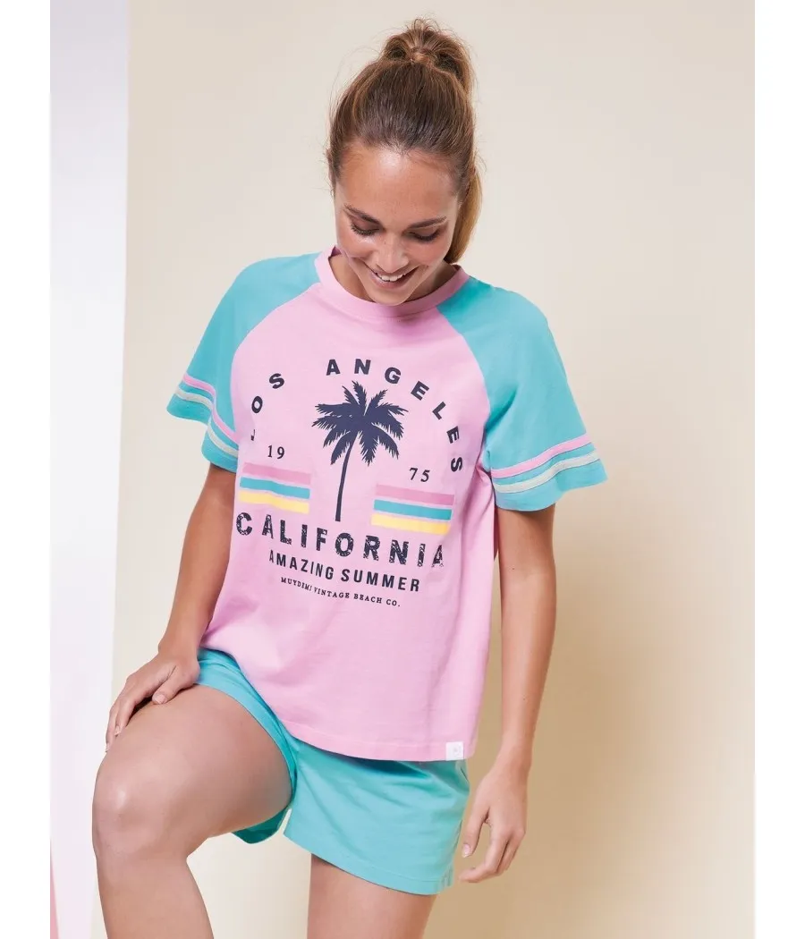 Pijama verano corto mujer Muidemi California algodón