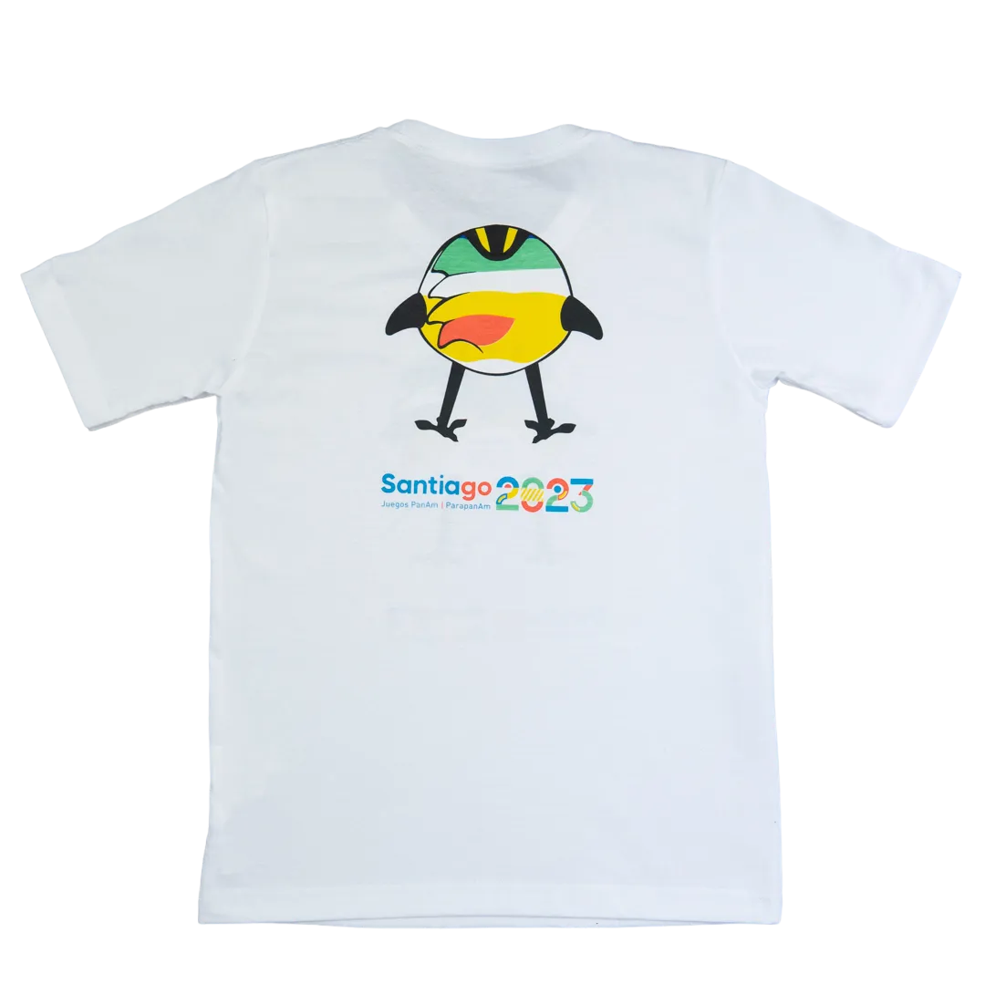 Polera Infantil Mascota Juegos Santiago 2023 Blanca
