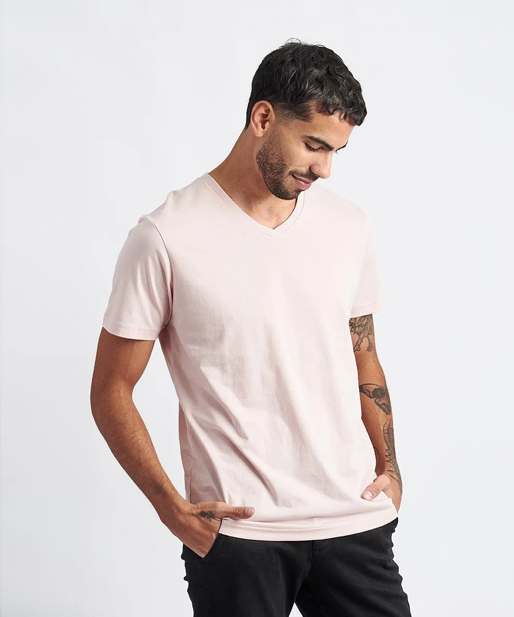 POLO BASICO MANGA CORTA CUELLO V PV24 ROSADO