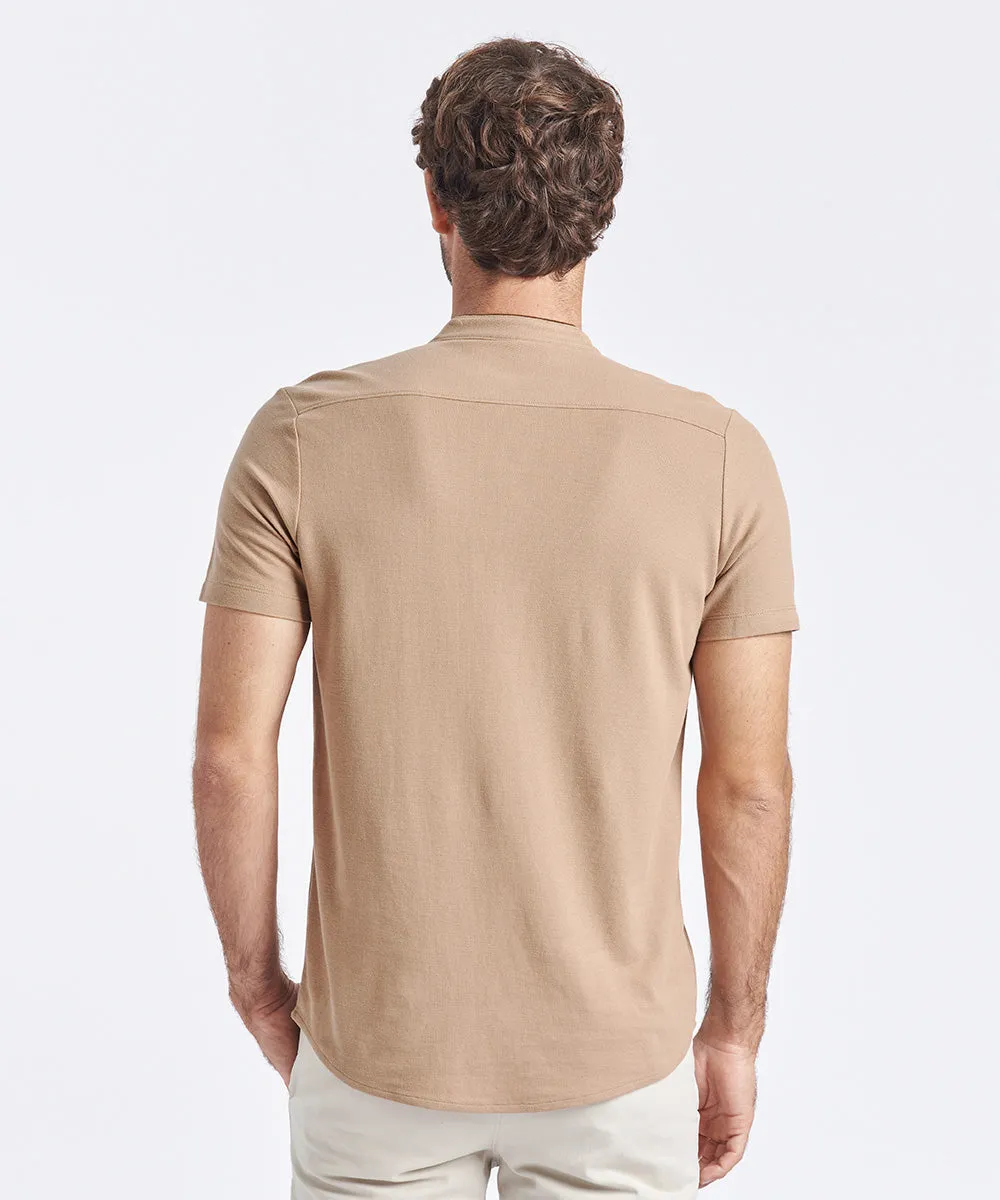 POLO MANGA CORTA BASEBALL MARRON CLARO PV24