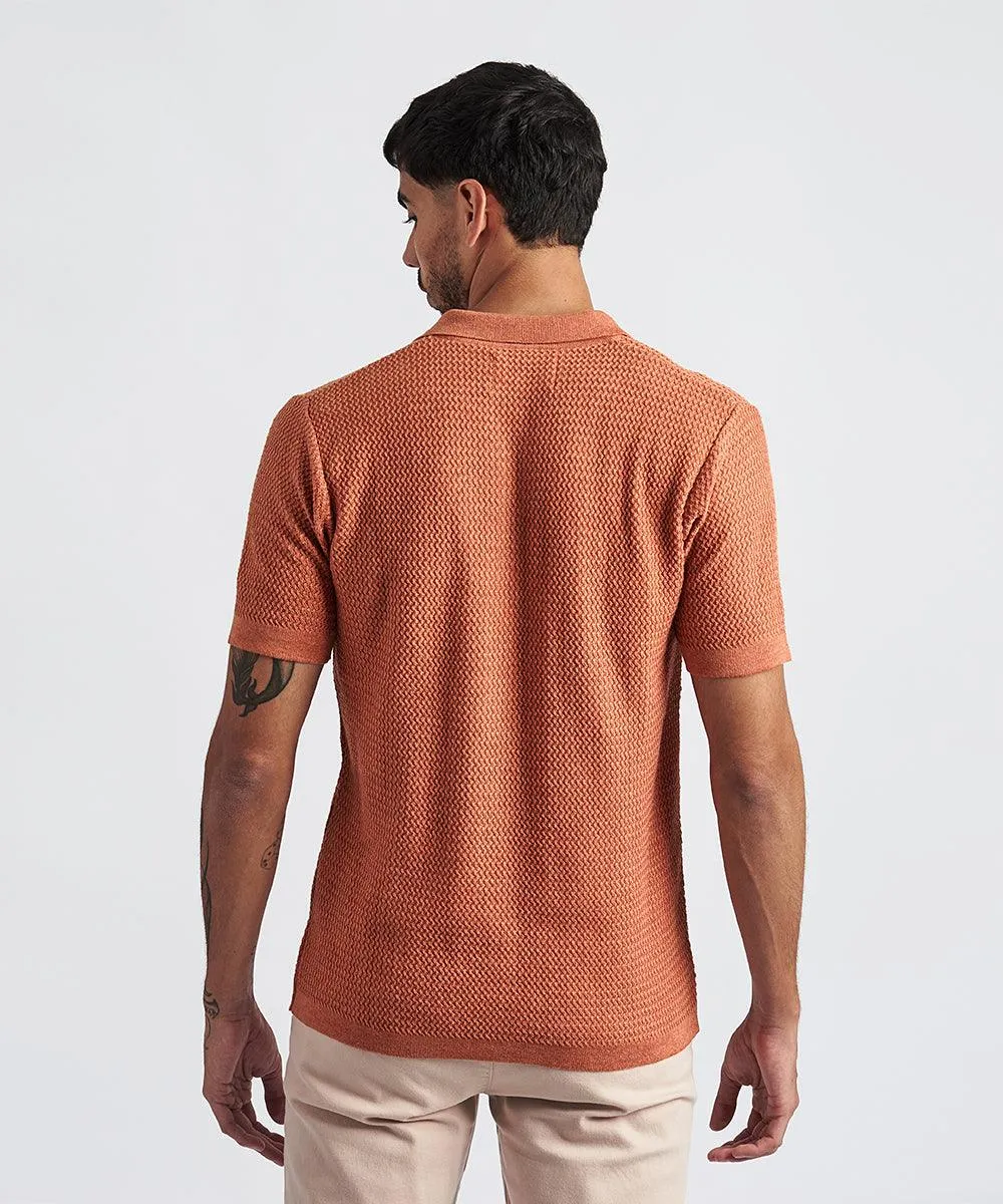 POLO MANGA CORTA CUELLO BOX SIN BOTONES TEJIDO NARANJA PV24