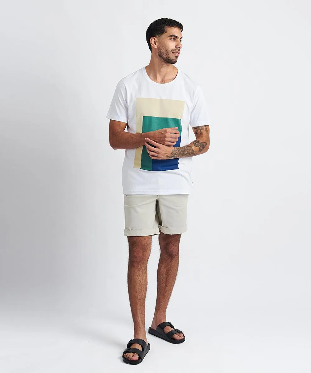 POLO MANGA CORTA ESTAMPADO GEOMETRICO BLANCO PV24
