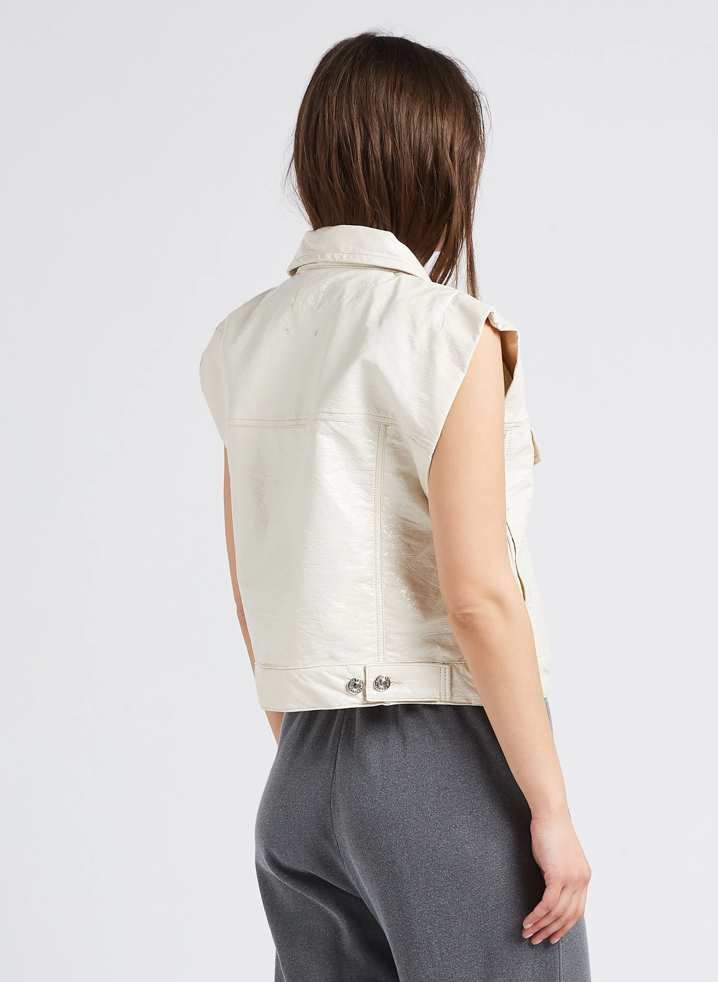 PONK  CHAQUETA CORTA DE MEZCLA DE ALGODóN CON CUELLO CLáSICO EN BEIGE