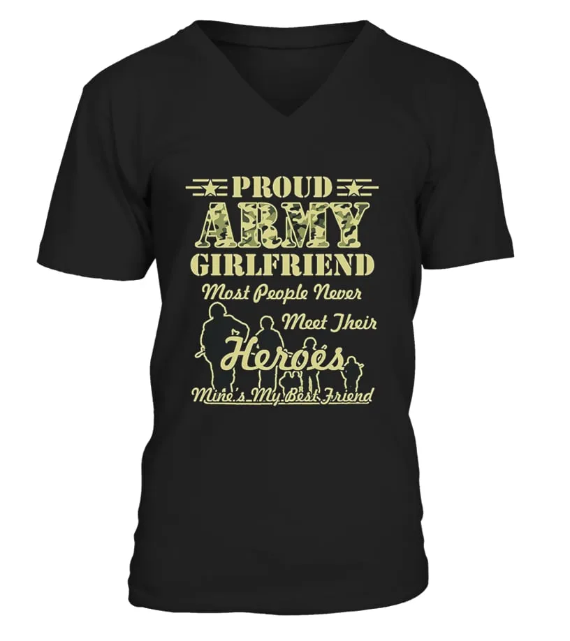 PROUD ARMY GIRLFRIEND TSHIRT MEMORIAL 8 CAMISETA CUELLO EN V UNISEX