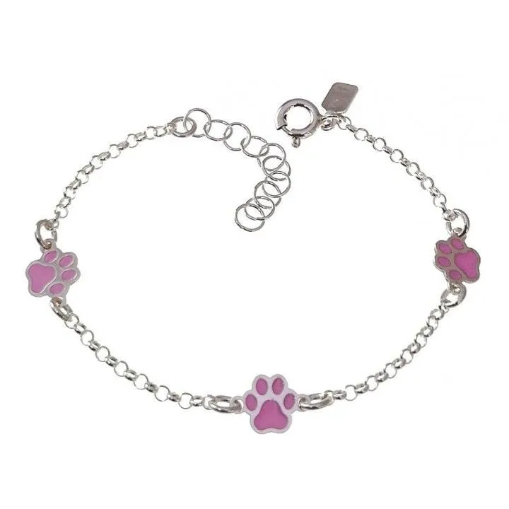 Pulsera Plata infantil huellas esmalte