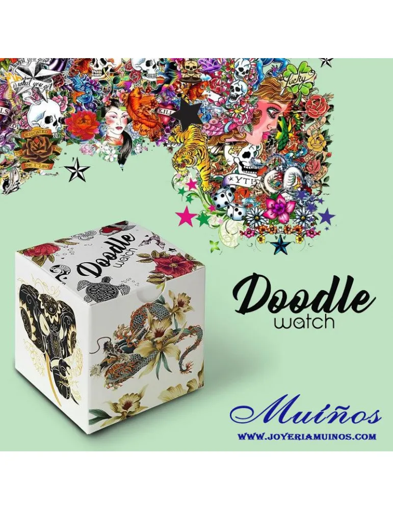 Reloj tatuaje calaveras y rosas love