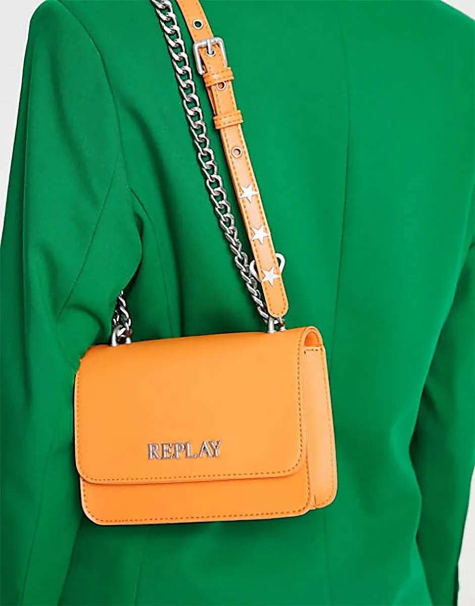 Replay FW3001 Bolso cruzado con estrellas para mujer en naranja