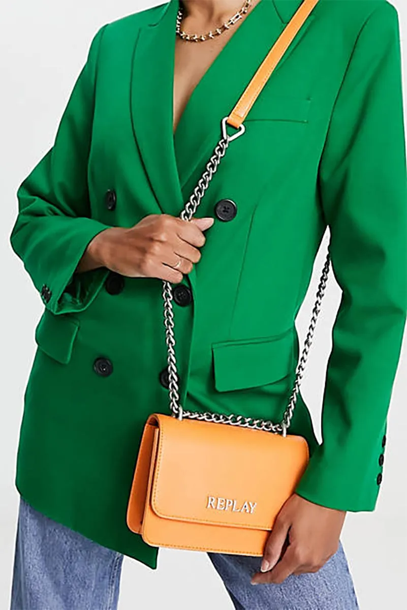 Replay FW3001 Bolso cruzado con estrellas para mujer en naranja