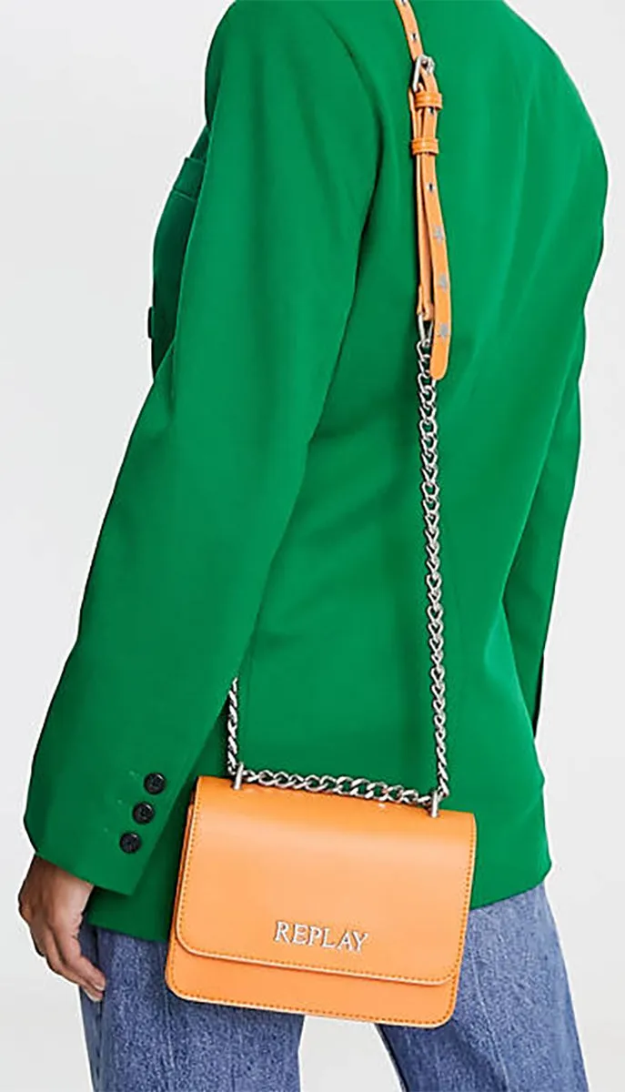Replay FW3001 Bolso cruzado con estrellas para mujer en naranja