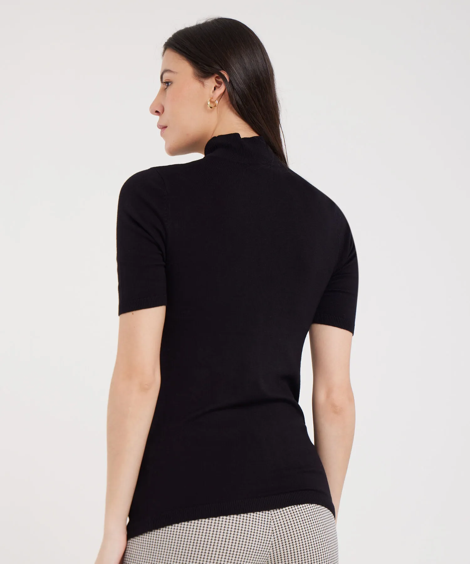 SACO CUELLO ALTO MANGA CORTA TEJIDO