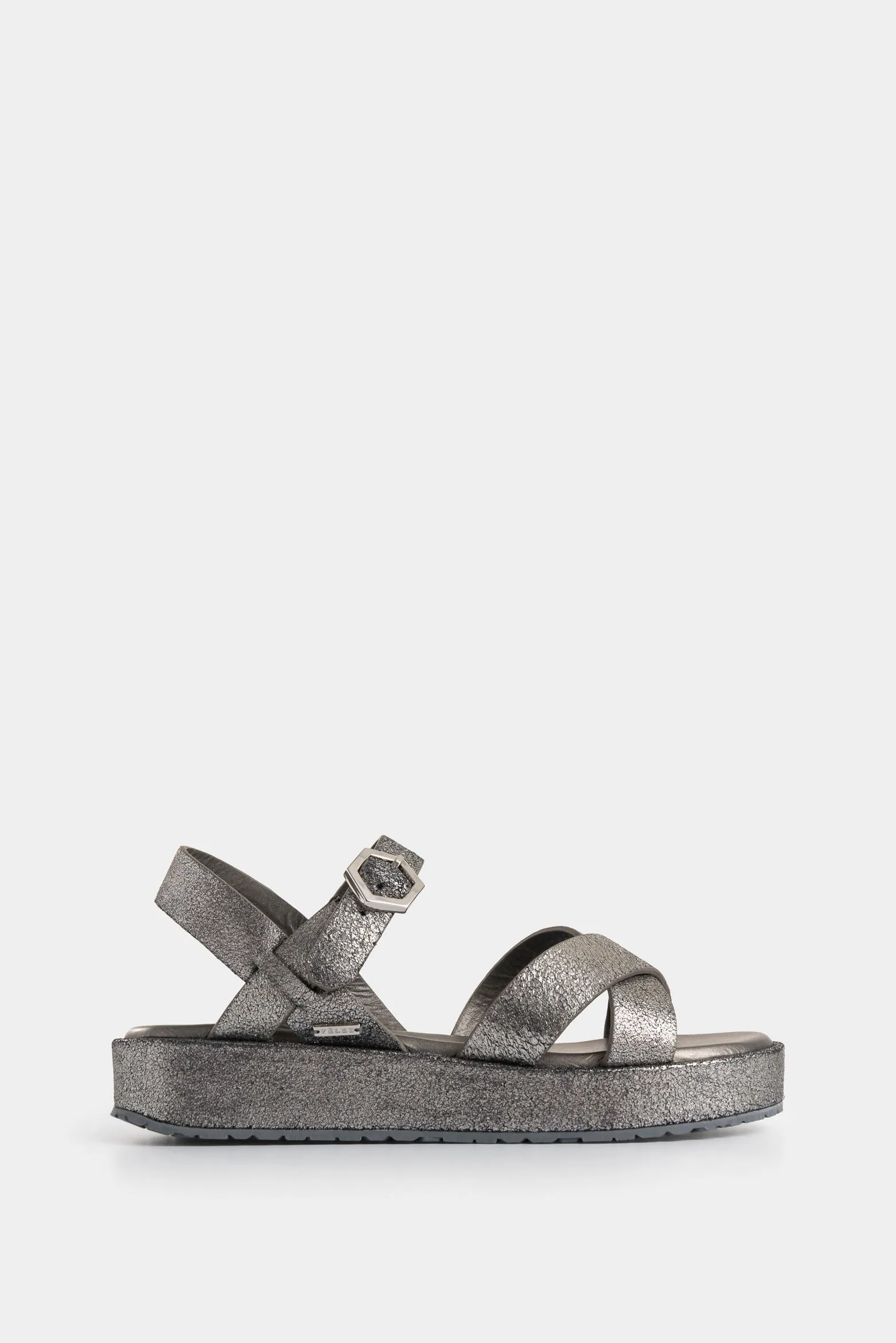 Sandalia plataforma Tabit de cuero folia para mujer hebilla hexagonal